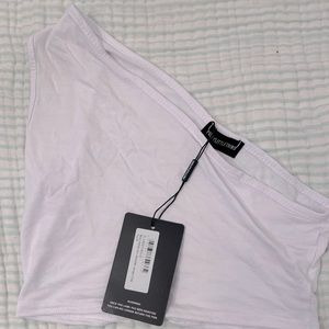 White one shoulder shirt Never worn new with tags